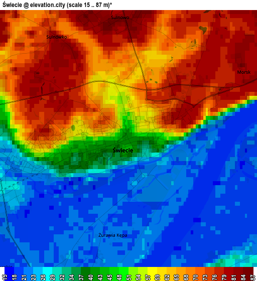 Świecie elevation map