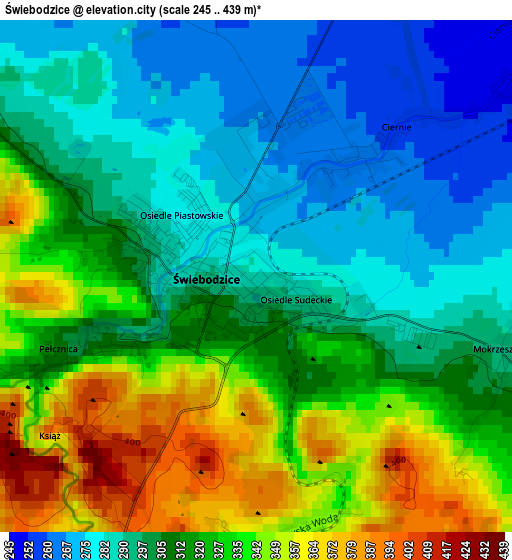 Świebodzice elevation map