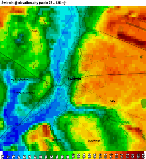 Świdwin elevation map