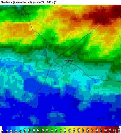 Świdnica elevation map