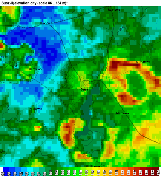 Susz elevation map