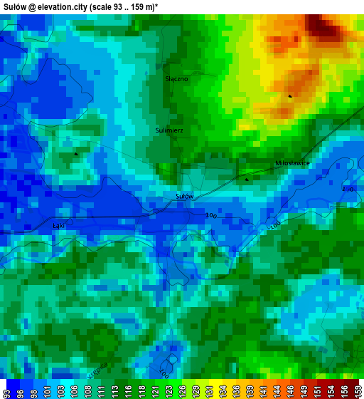 Sułów elevation map