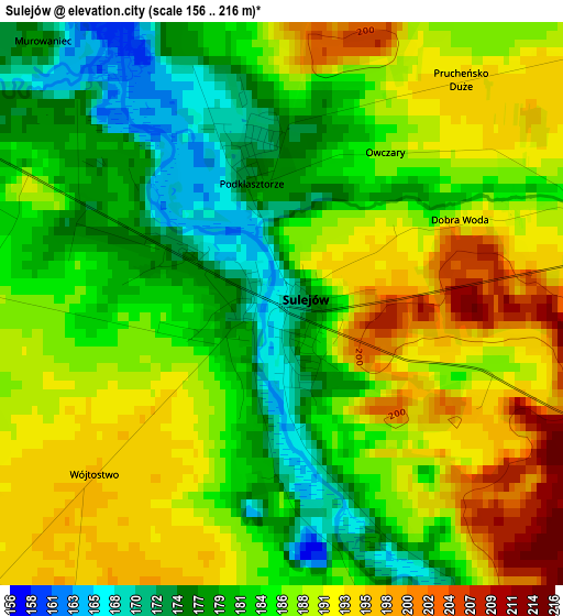 Sulejów elevation map