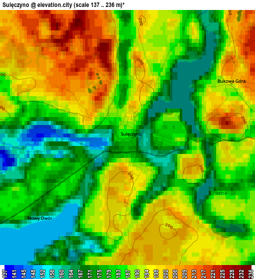 Sulęczyno elevation map