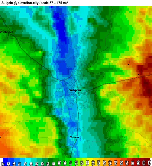 Sulęcin elevation map