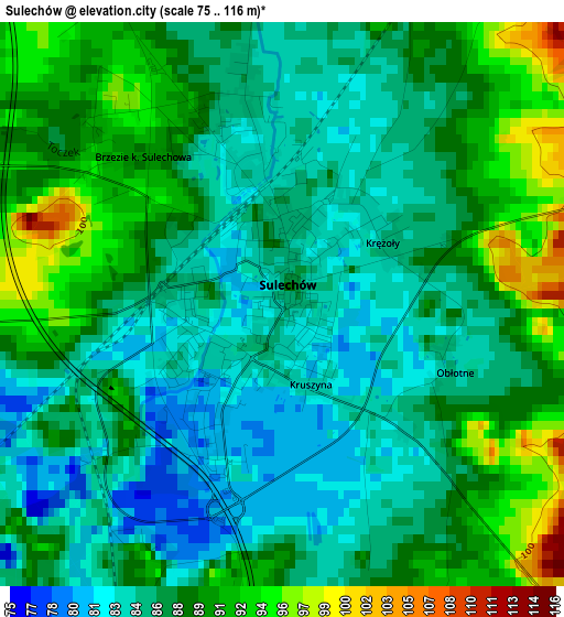 Sulechów elevation map