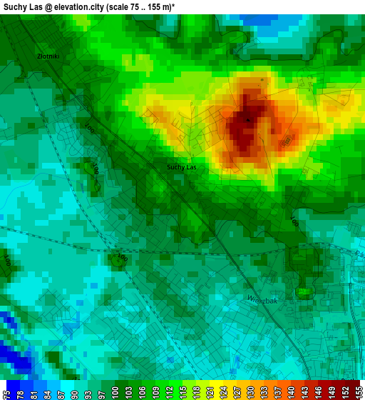 Suchy Las elevation map