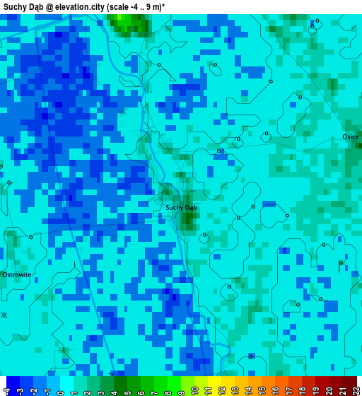 Suchy Dąb elevation map