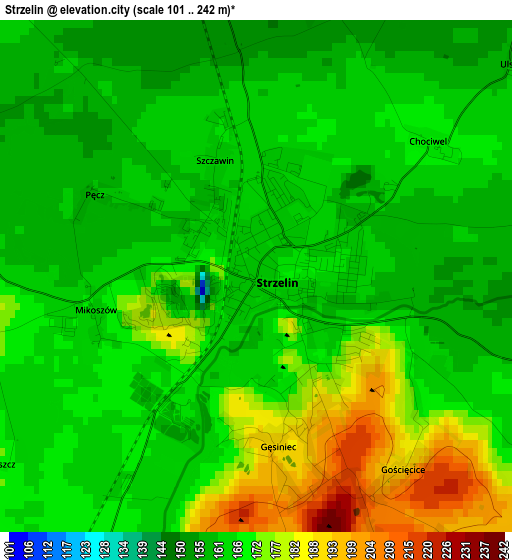 Strzelin elevation map