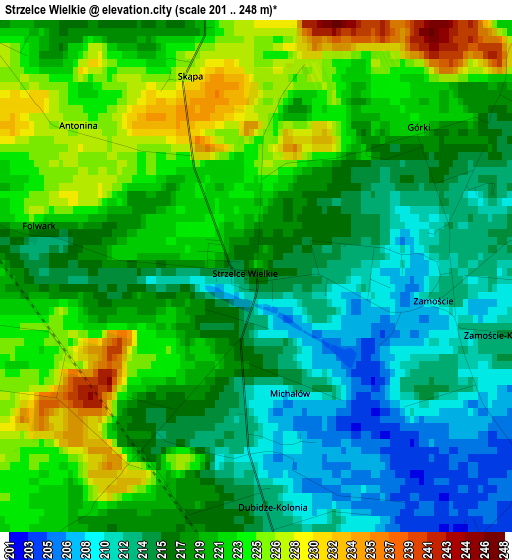 Strzelce Wielkie elevation map