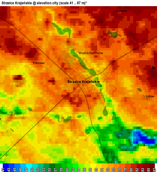 Strzelce Krajeńskie elevation map