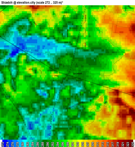 Strzebiń elevation map