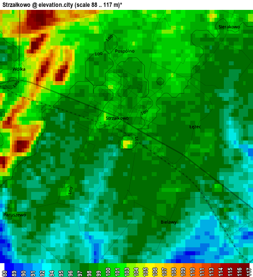 Strzałkowo elevation map