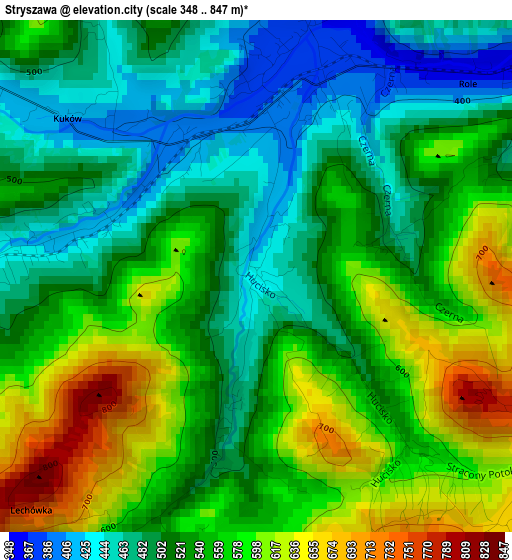 Stryszawa elevation map