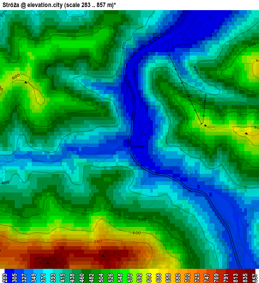 Stróża elevation map