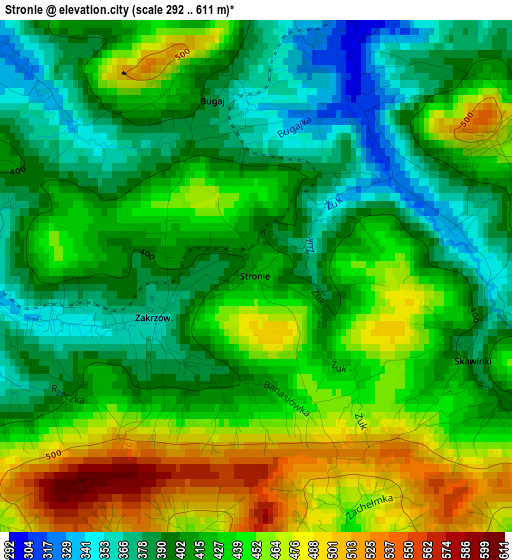 Stronie elevation map