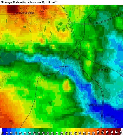 Straszyn elevation map