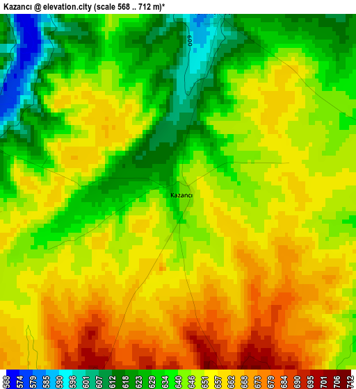 Kazancı elevation map