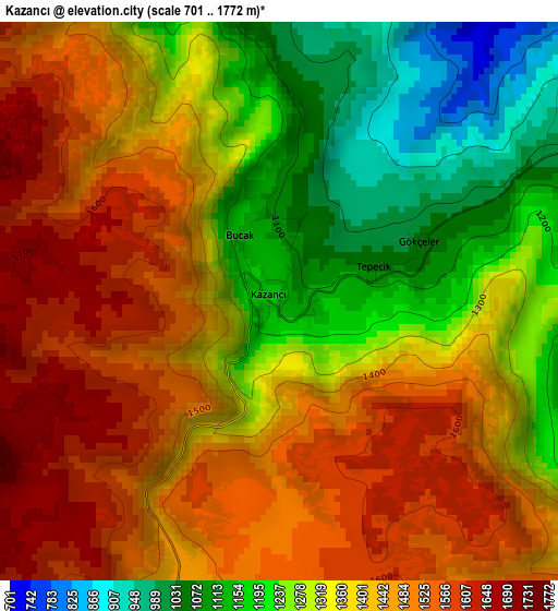 Kazancı elevation map