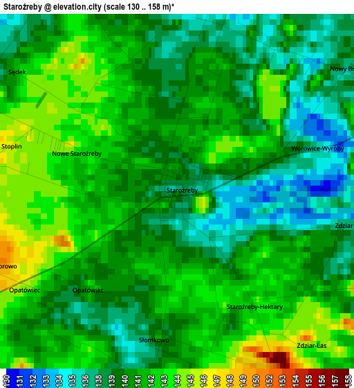 Staroźreby elevation map