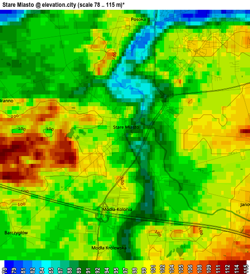 Stare Miasto elevation map