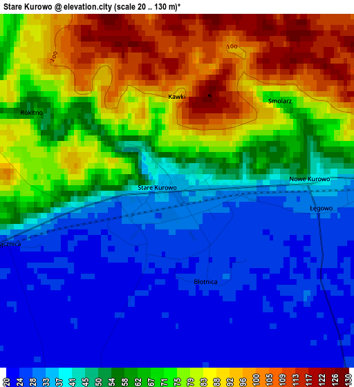 Stare Kurowo elevation map