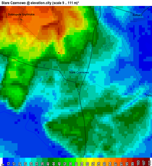 Stare Czarnowo elevation map