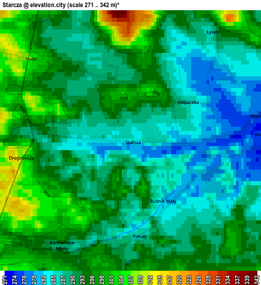 Starcza elevation map