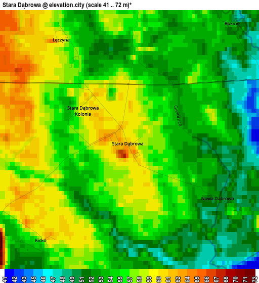 Stara Dąbrowa elevation map