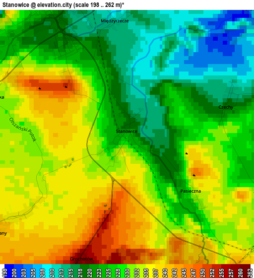 Stanowice elevation map