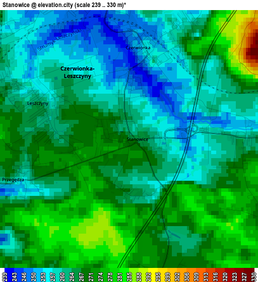 Stanowice elevation map