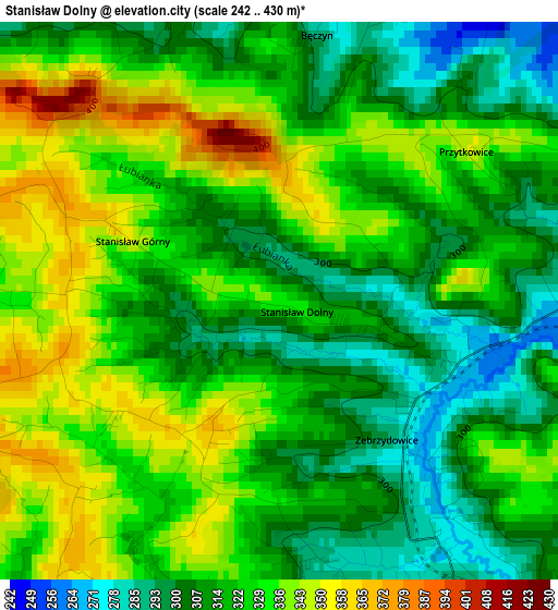 Stanisław Dolny elevation map