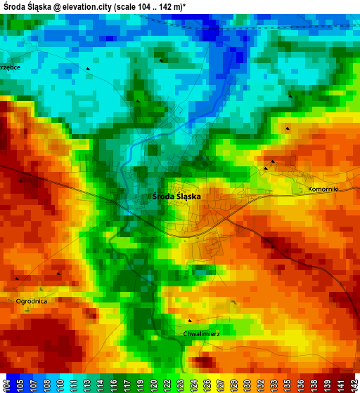 Środa Śląska elevation map