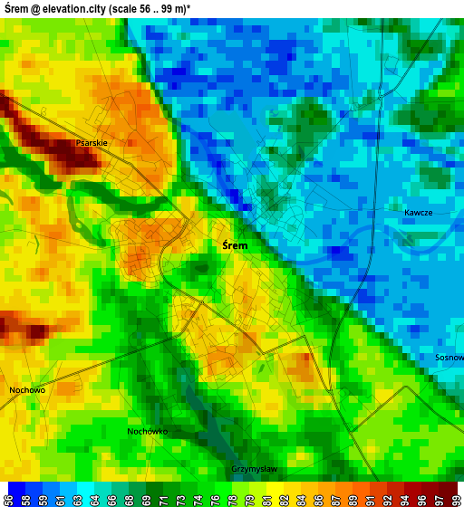 Śrem elevation map