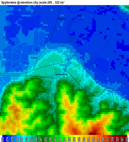 Spytkowice elevation map