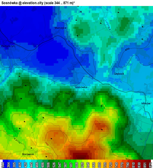 Sosnówka elevation map