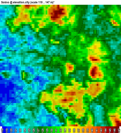 Sośno elevation map