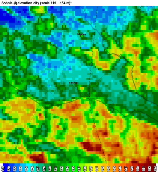 Sośnie elevation map