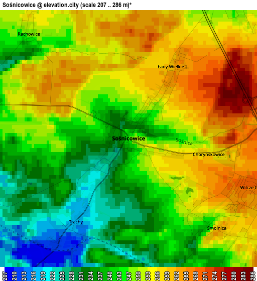 Sośnicowice elevation map