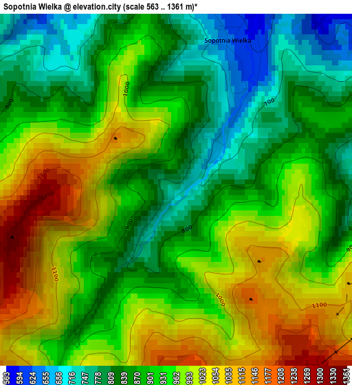 Sopotnia Wielka elevation map