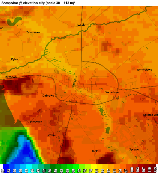 Sompolno elevation map