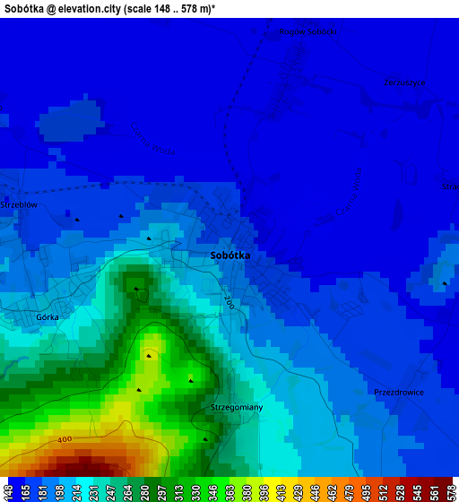 Sobótka elevation map