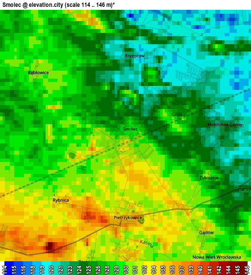 Smolec elevation map