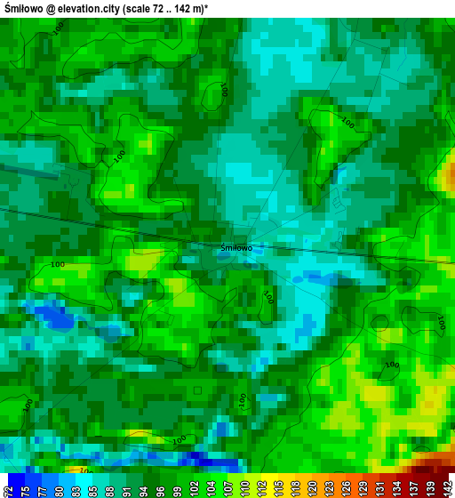 Śmiłowo elevation map