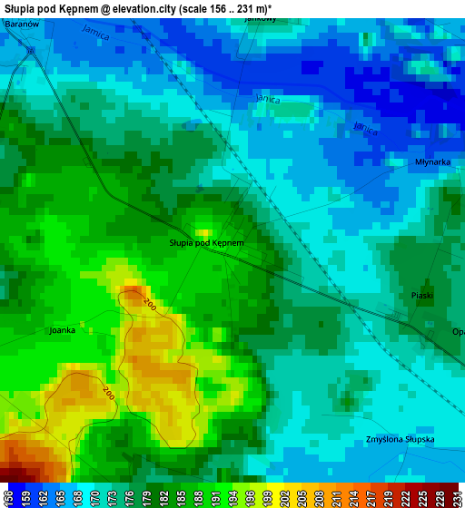 Słupia pod Kępnem elevation map