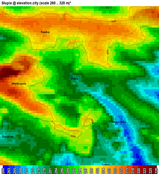 Słupia elevation map