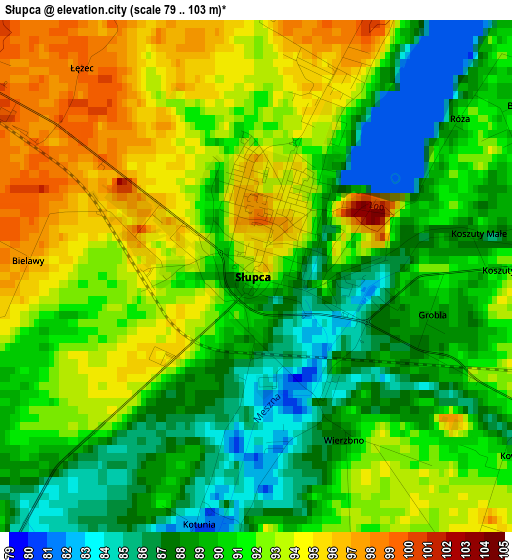 Słupca elevation map
