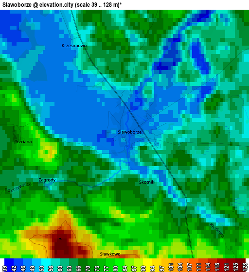 Sławoborze elevation map