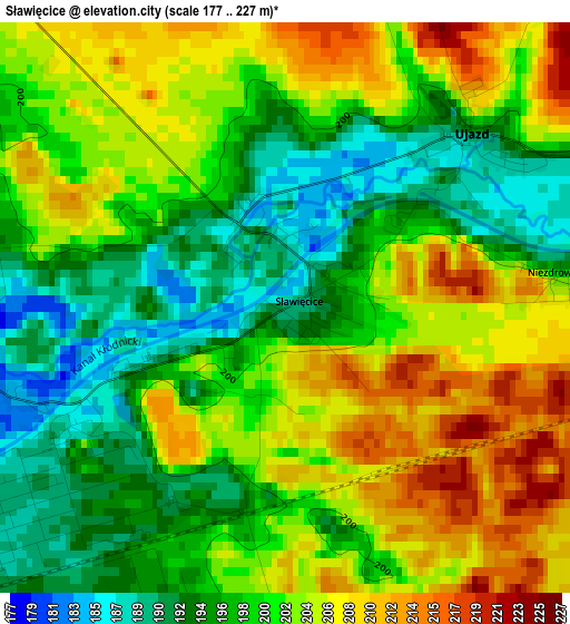 Sławięcice elevation map