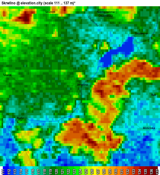 Skrwilno elevation map